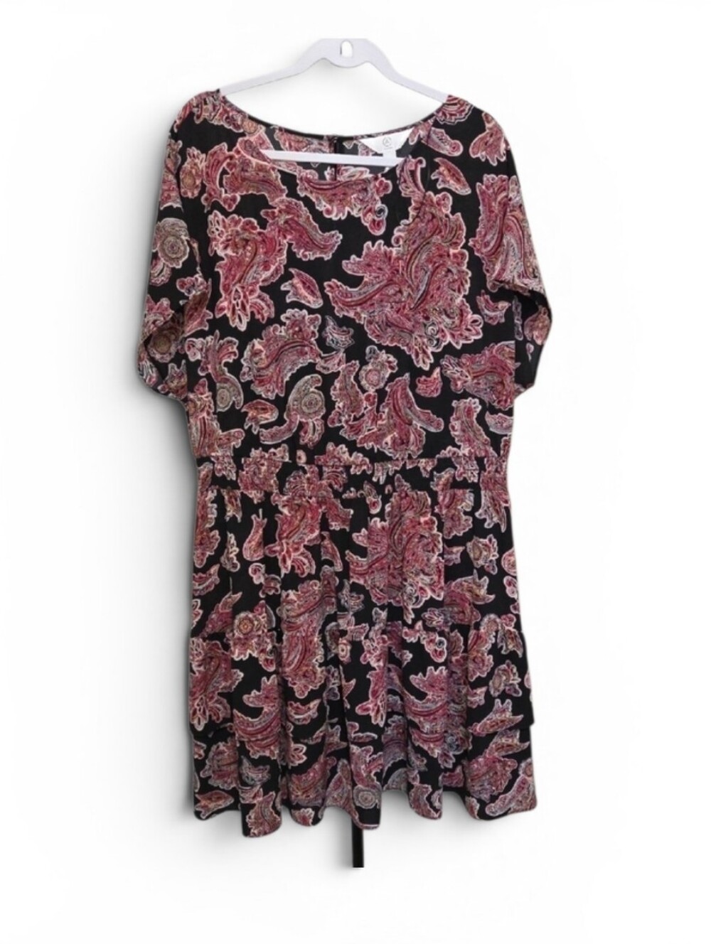 Addition Elle Paisley Print Plus Size Dress | Boho Cottagecore Short Sleeve Midi